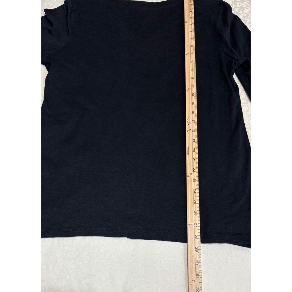 JM Collection Embroidered Top Women L Black White Floral V-Neck 3/4 Sleeve Boho - Picture 6 of 11